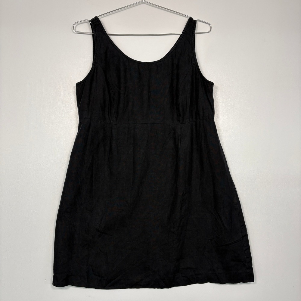 Preview Collection Women Dress 16 Black 100% Linen Sleeveless Lined Shift Classy